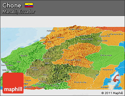 Satellite Panoramic Map of Chone, political outside