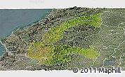 Satellite Panoramic Map of Chone, semi-desaturated