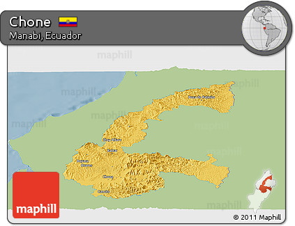 Savanna Style Panoramic Map of Chone, single color outside