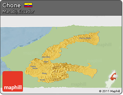 Savanna Style Panoramic Map of Chone, single color outside