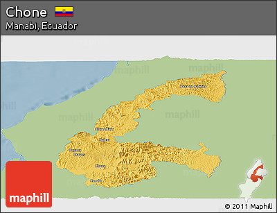 Savanna Style Panoramic Map of Chone, single color outside