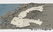 Shaded Relief Panoramic Map of Chone, darken