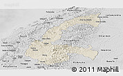 Shaded Relief Panoramic Map of Chone, desaturated