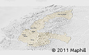 Shaded Relief Panoramic Map of Chone, lighten, desaturated
