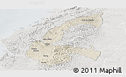 Shaded Relief Panoramic Map of Chone, lighten, semi-desaturated