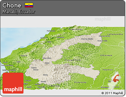 Shaded Relief Panoramic Map of Chone, physical outside