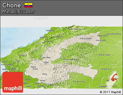 Shaded Relief Panoramic Map of Chone, physical outside
