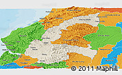 Shaded Relief Panoramic Map of Chone, political outside