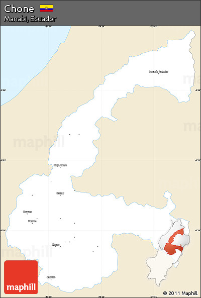 Classic Style Simple Map of Chone, single color outside