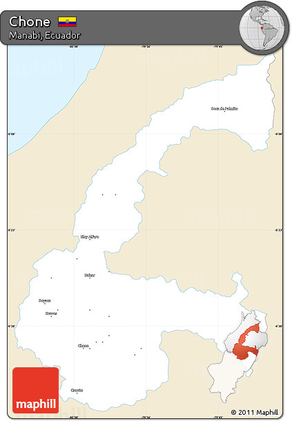 Classic Style Simple Map of Chone, single color outside