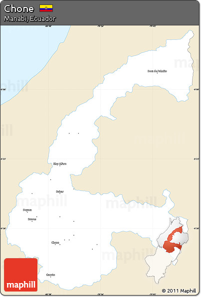 Classic Style Simple Map of Chone, single color outside