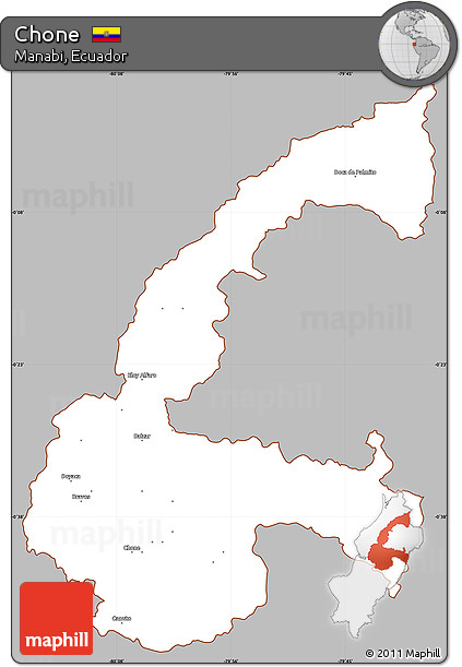 Gray Simple Map of Chone, cropped outside