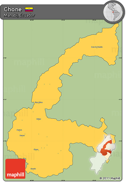 Savanna Style Simple Map of Chone, cropped outside