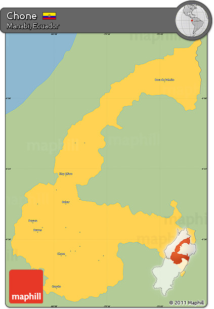 Savanna Style Simple Map of Chone, single color outside