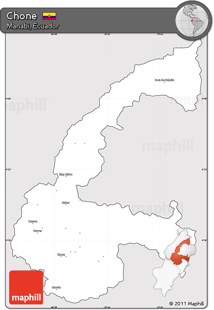 Silver Style Simple Map of Chone, cropped outside
