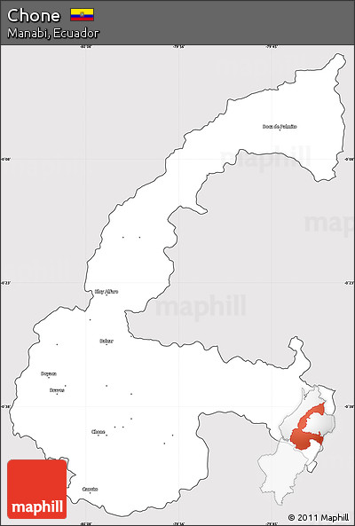 Silver Style Simple Map of Chone, cropped outside
