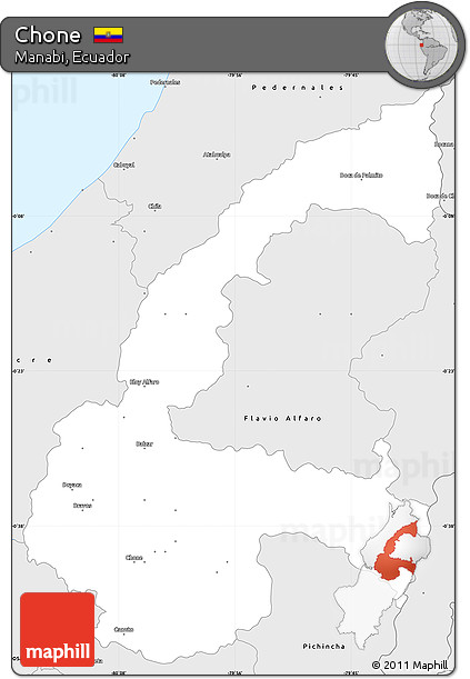 Silver Style Simple Map of Chone