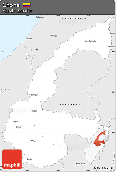 Silver Style Simple Map of Chone