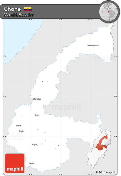Silver Style Simple Map of Chone, single color outside