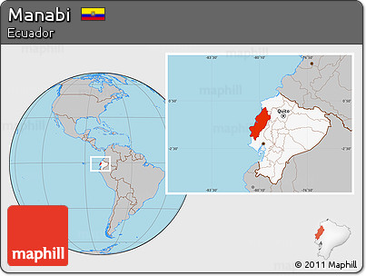 Gray Location Map of Manabi, highlighted country