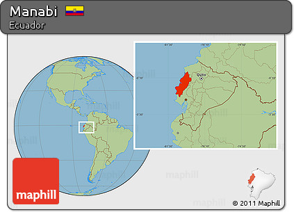 Savanna Style Location Map of Manabi, within the entire country