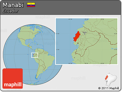 Savanna Style Location Map of Manabi, within the entire country