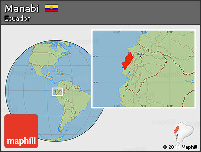 Savanna Style Location Map of Manabi, within the entire country