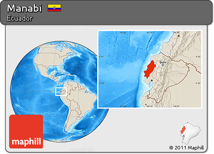 Shaded Relief Location Map of Manabi