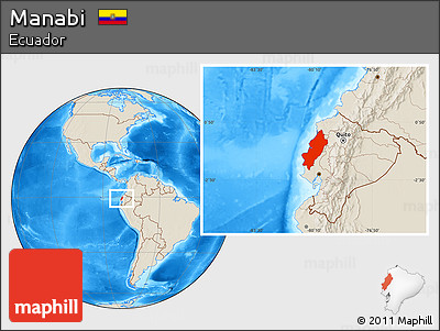Shaded Relief Location Map of Manabi