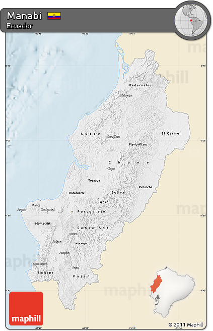 Classic Style Map of Manabi, single color outside