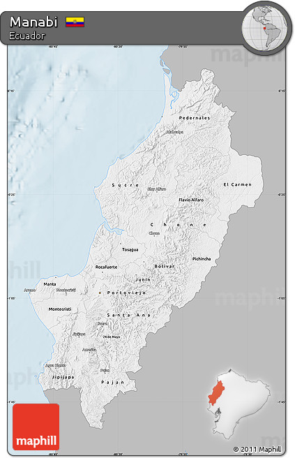 Gray Map of Manabi, single color outside