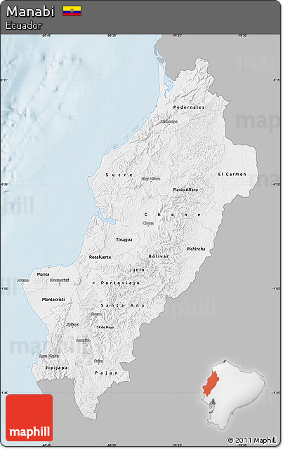 Gray Map of Manabi, single color outside