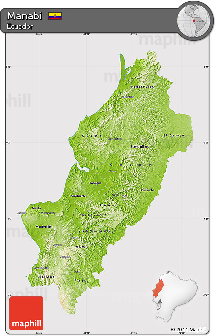 Physical Map of Manabi, cropped outside