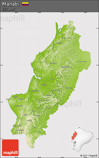 Physical Map of Manabi, cropped outside