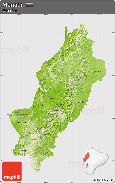 Physical Map of Manabi, cropped outside