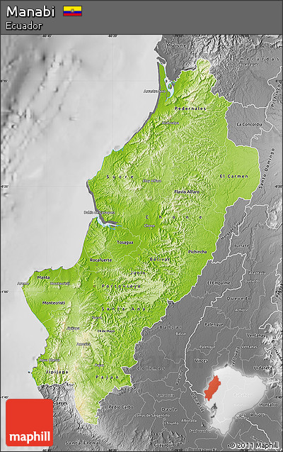Physical Map of Manabi, desaturated