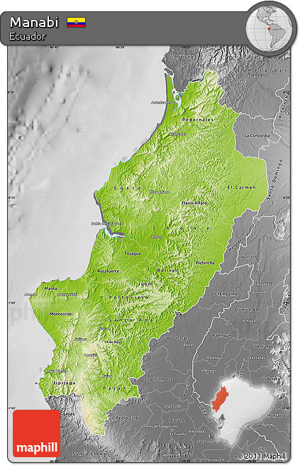 Physical Map of Manabi, desaturated