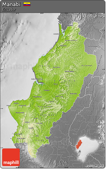 Physical Map of Manabi, desaturated