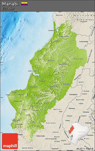 Physical Map of Manabi, shaded relief outside