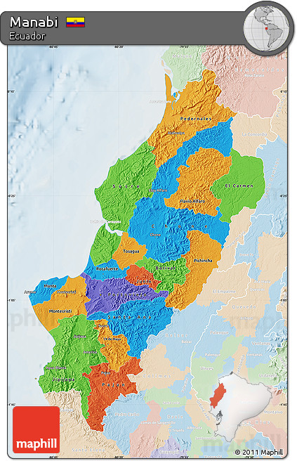 Political Map of Manabi, lighten
