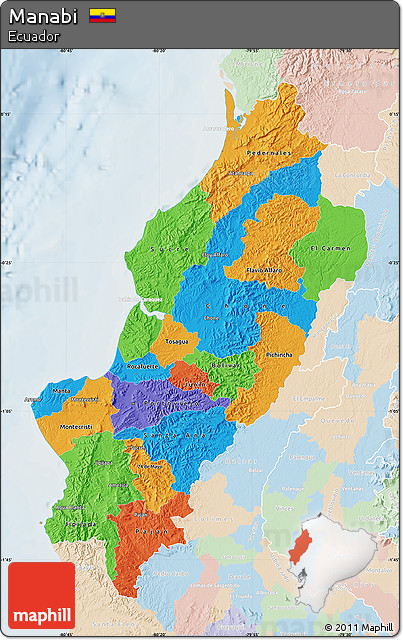 Political Map of Manabi, lighten
