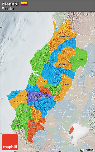 Political Map of Manabi, lighten, semi-desaturated
