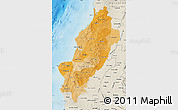 Political Shades Map of Manabi, shaded relief outside