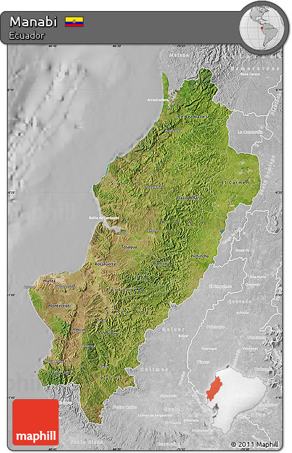 Satellite Map of Manabi, lighten, desaturated
