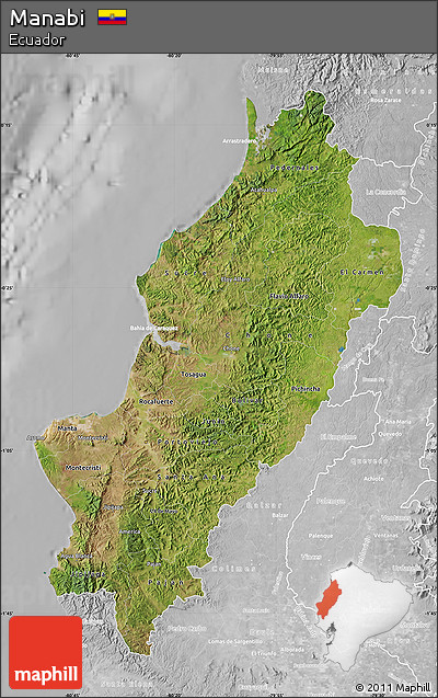 Satellite Map of Manabi, lighten, desaturated