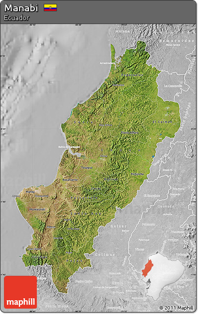 Satellite Map of Manabi, lighten, desaturated