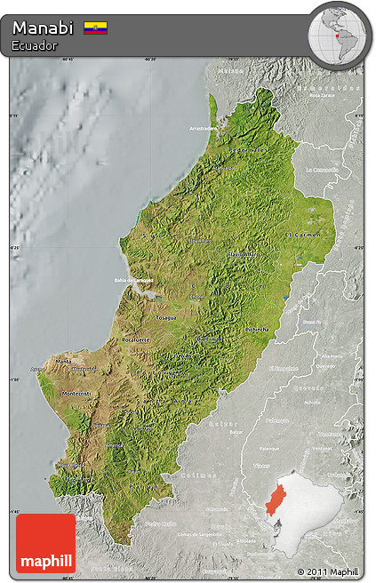 Satellite Map of Manabi, lighten, semi-desaturated