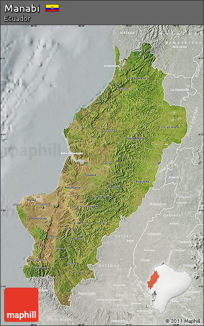 Satellite Map of Manabi, lighten, semi-desaturated