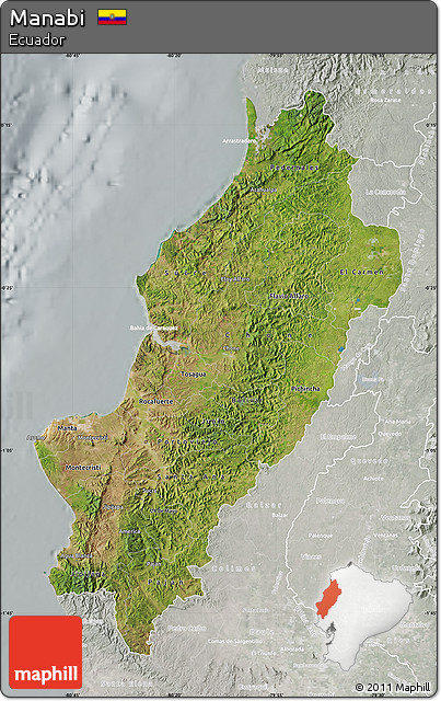 Satellite Map of Manabi, lighten, semi-desaturated