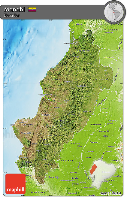 Satellite Map of Manabi, physical outside